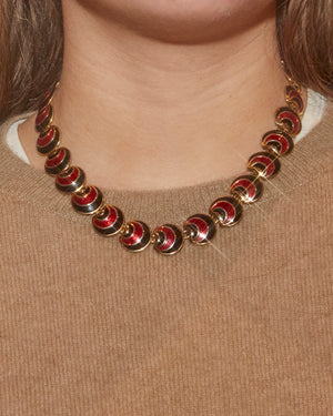 Collier spirale noir et rouge